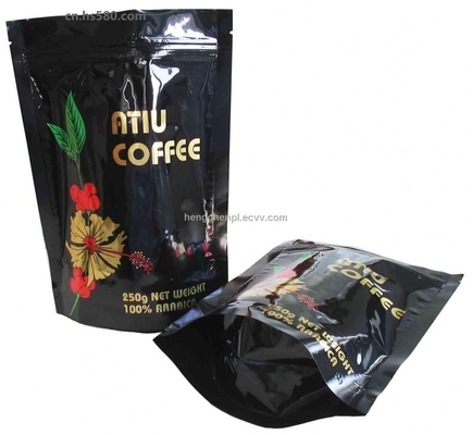 Custom Printed Coffee Zip Lock Plastic Bags / Moisture Proof Bag For Food Packaging