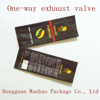 One-way Exhaust Valve Coffee Packaging Bags , PET / VMPET / PE Aluminum Foil Coffee Bag