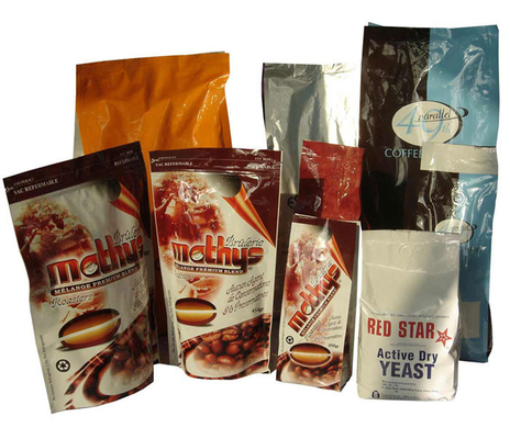 Custom Plain Printing Gravure Polyester Foil Coffee Packaging Bags With Valve for 250g , 500g , 1000g