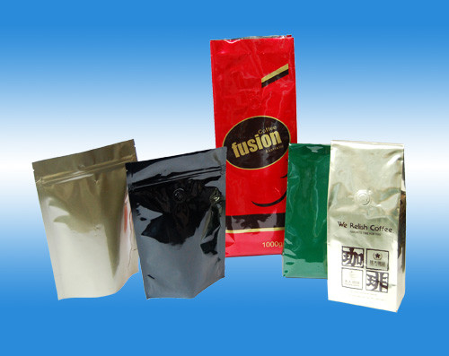 PE / METPET / PET Films Laminated Coffee Packaging Bags , Colored Aluminium Foil Pouches