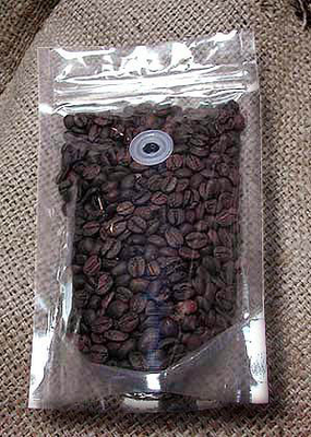 La bolsa de plástico transparente de la cremallera del grano de café del envasado de alimentos con la válvula por encargo